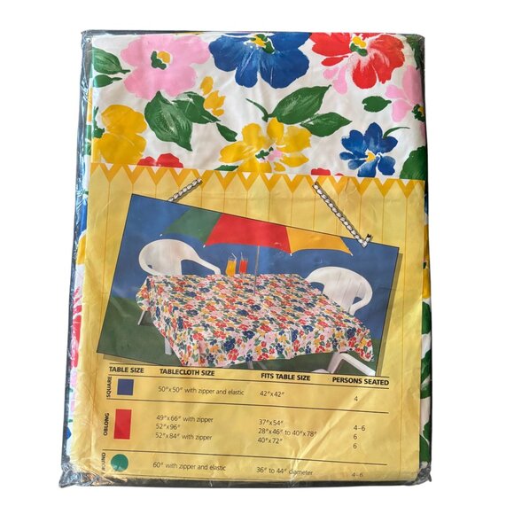 VTG 90s TOWN & COUNTRY Vinyl Tablecloth Watercolor Florals 52 x 84 NEW SEALED - Picture 3 of 8